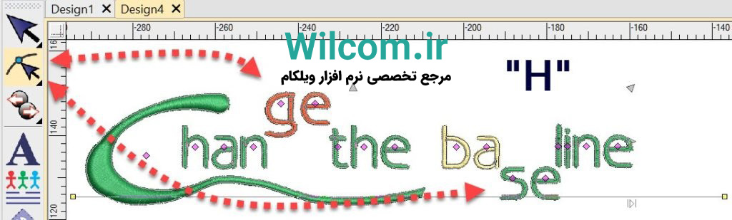 آموزش تغییر خط پایه (Baseline) در نرم افزار گلدوزی ویلکام Wilcom