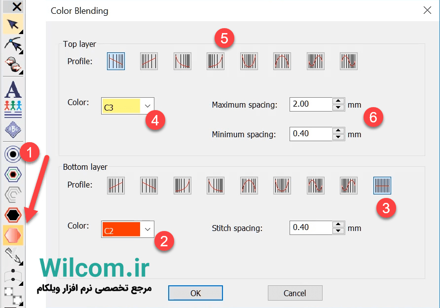 تنظیمات برای ترکیب رنگ در گلدوزی کامپیوتری Wilcom بهترین تنظیمات برای ترکیب رنگ در گلدوزی کامپیوتری Wilcom