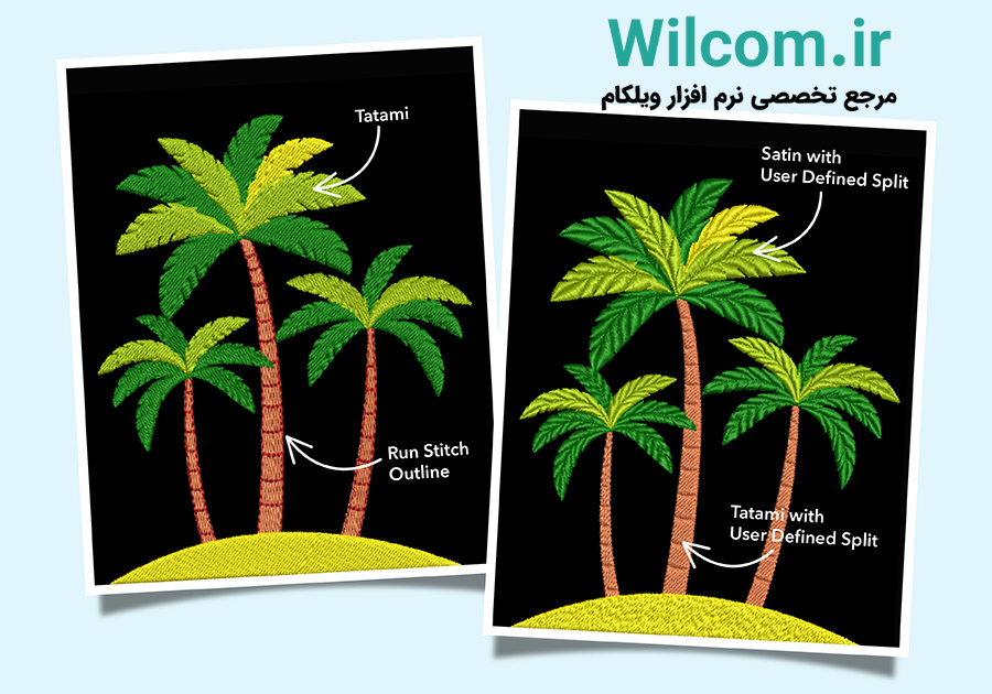 روش استفاده از User Defined Split در دوخت ساتن Wilcom